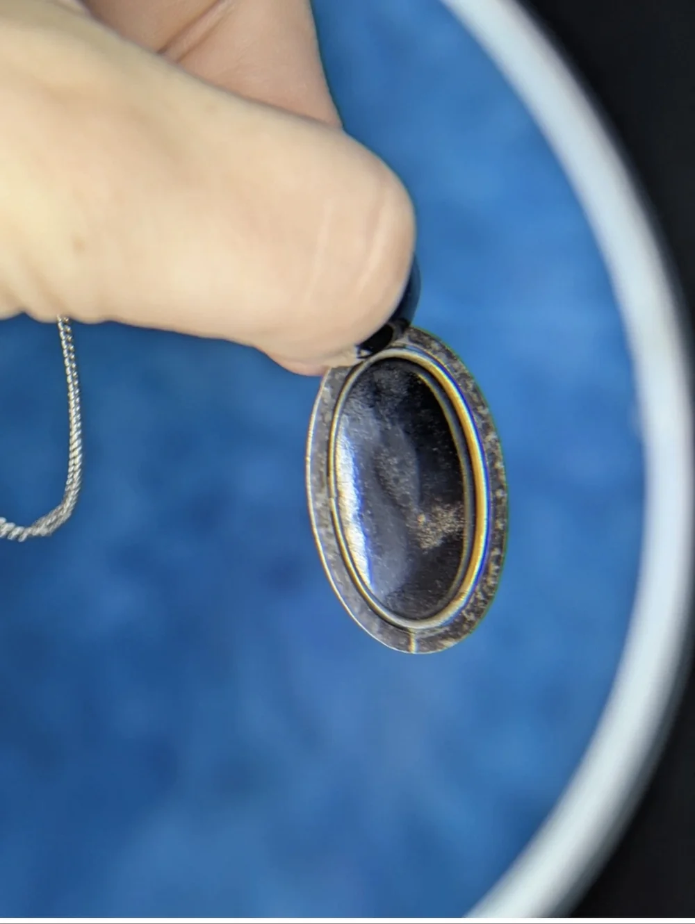 Vintage 60s Japanese Estate Necklace Stamped Silver With Gemstone Pendant